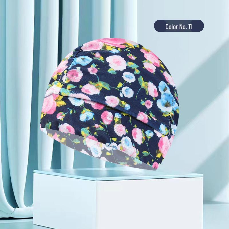 Женская купальная шапочка большого размера с цветочным плиссе - Неплотная посадка, однотонная, модный тканевый дизайн