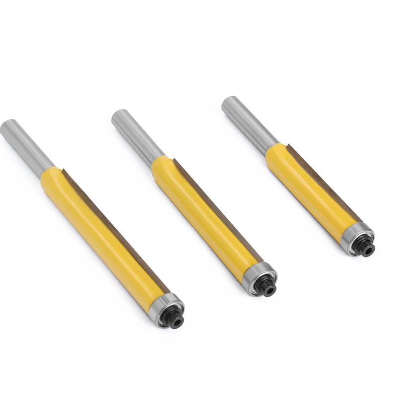 1/3 шт. 8 мм хвостовик с длинным лезвием шаблон шаблон бит карбида вольфрама заподлицо фрезы с подшипником для фрезы по дереву