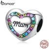 BAMOER Радуга циркон в форме сердца Шарм из стерлингового серебра 925 пробы Love Life Tree бусины подходят для женщин браслет или браслет ювелирные изделия