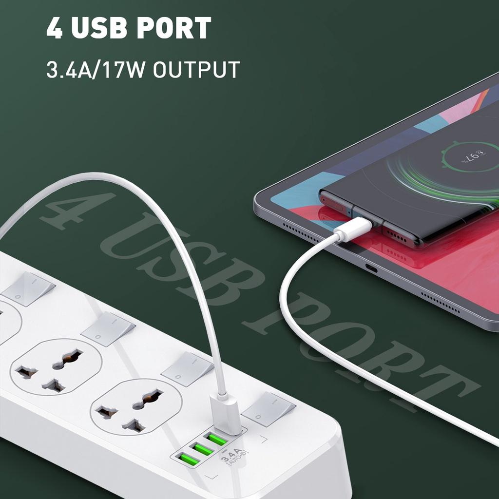 2500 Вт Электрический 4-х розеточный + 4 USB-удлинителя, удлинитель 3,4 А 5 В, шнур для вилки США/Великобритании, 4 розетки, адаптер для электрических розеток, белый, AC100-250 В, 50-60 Гц