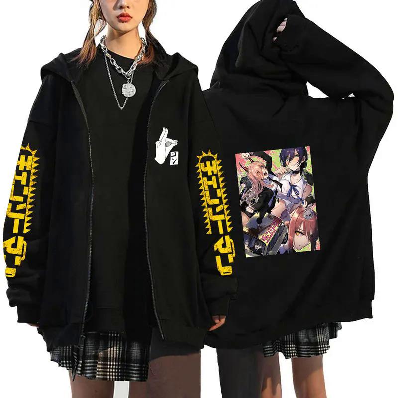 Anime Chainsaw Man Zip Hoodies Sweatshirts
