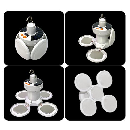 Folding Solar Lamp with Remote Control 5 Modes Adjustable Foldable LED Lantern with Hook USB Rechargeable Waterproof Camping Hanging Solar Light