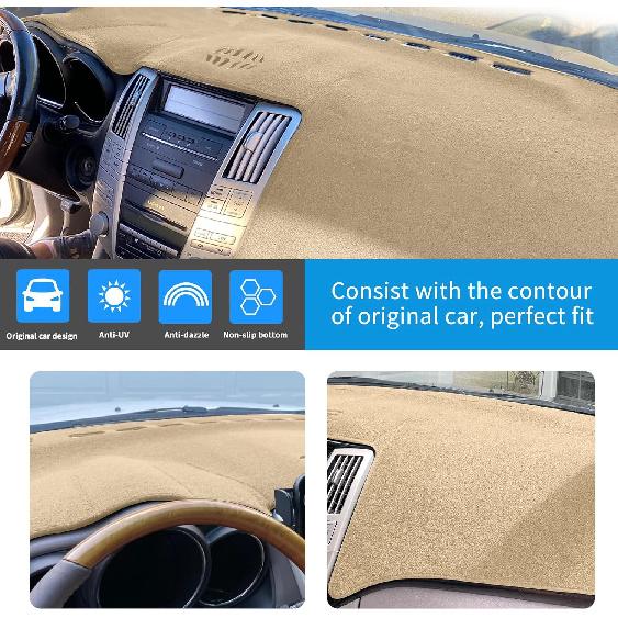 Накладка на приборную панель Подходит для 2004-2006 Lexus RX330, 2007-2009 RX350, 2006-2008 RX400H, Коврик-накладка на приборную панель с отверстиями для центрального динамика(бежевый)