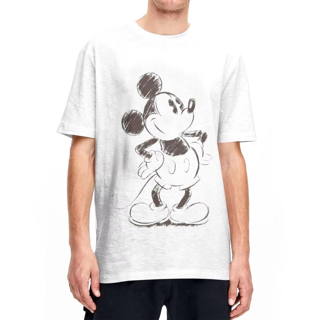 Mickey And Friends T Shirts Men Women's Pure Cotton Funny T-Shirts Mickey Mouse Sketch Portrait Tees Short Sleeve Tops Gift Idea