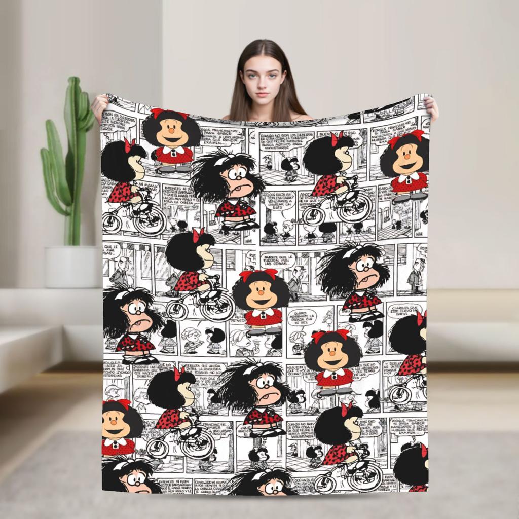 Mafaldas Cartoon Blanket Quality Warm Soft Throw Blanket Winter Travel Office Living Room Print Bedspread