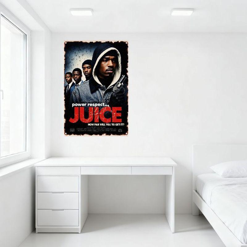 Juice 1992 Movie Poster Metal Tin Sign Vintage Gritty Urban Crime Drama Wall Decor for Home Bar Man Cave Club Cafe