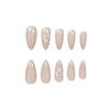 24 Pieces Of Manicure Ice Through Nude Gentle Bow Diamond Versatile Long Almond Wear Armor