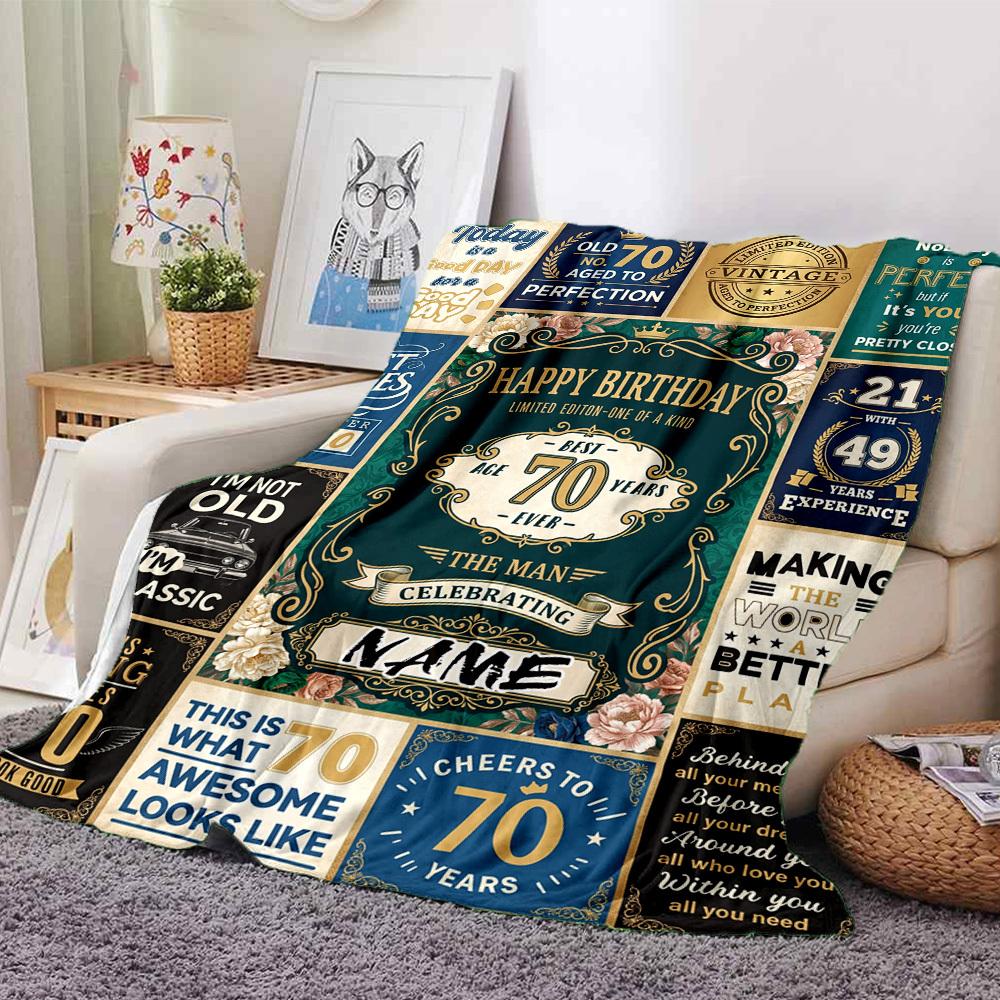 70Th Birthday Celebration Quotes Blanket Comfortable Texture For Sofa Couch Office Bed Picnics Allseason Use Cozy Home Lovers Ideal Gift For Birthday