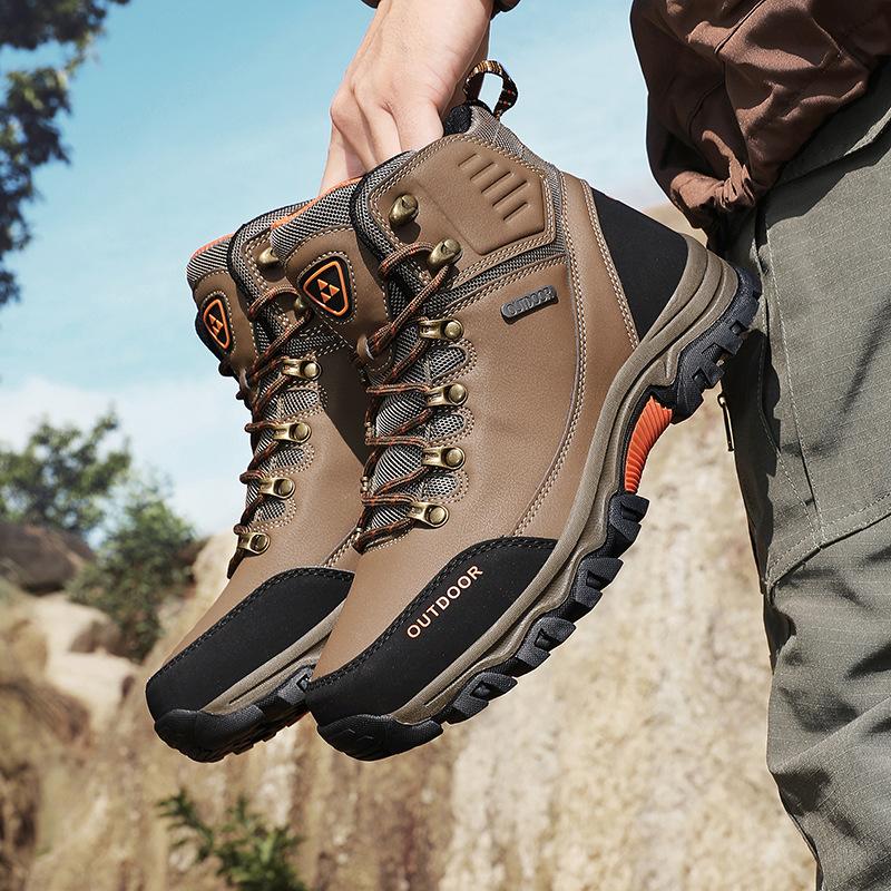 Мужские походные ботинки Водонепроницаемые кожаные ботильоны Уличная обувь для кемпинга и альпинизма Треккинговые кроссовки для мужчин Повседневные ботинки с высоким верхом