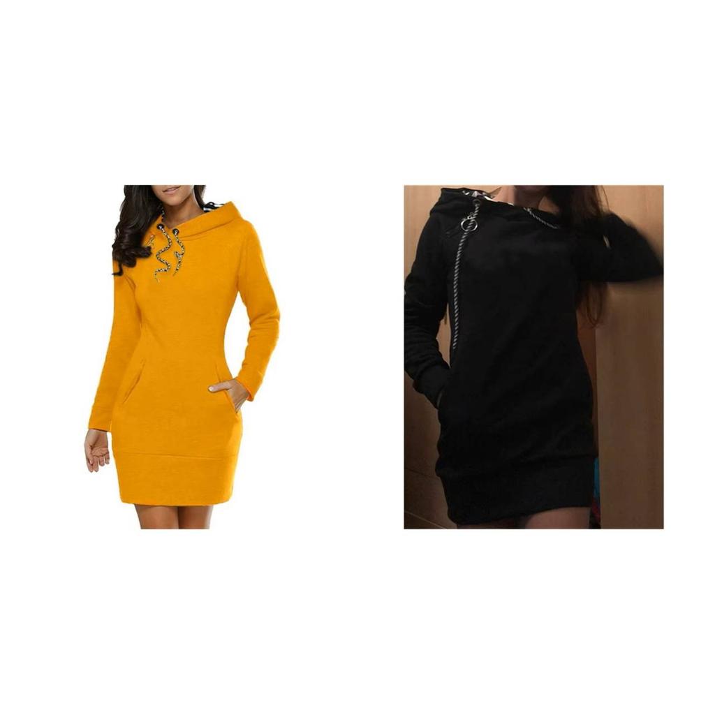 Women Hoodie Dress Casual Solid Color Sweater Camouflage Long Sleeve Drawstring Pullover Sweatshirt Autumn Winter Slim Fit Cotton