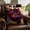Luxury Vintage Dark Purple Peony Throw Pillow Cover Boho Floral Botanical Print Decorative Cushion Case For Sofa Home Decor Gift
