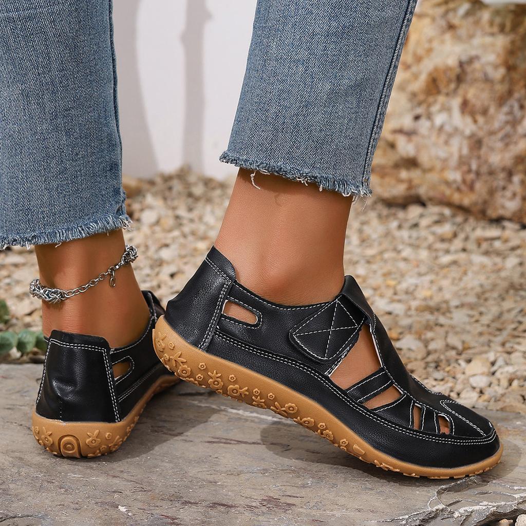 Большие размеры весна/лето дышащая женская обувь с вырезами, спортивные римские сандалии с капюшоном, мягкая подошва с отверстиями повседневная обувь