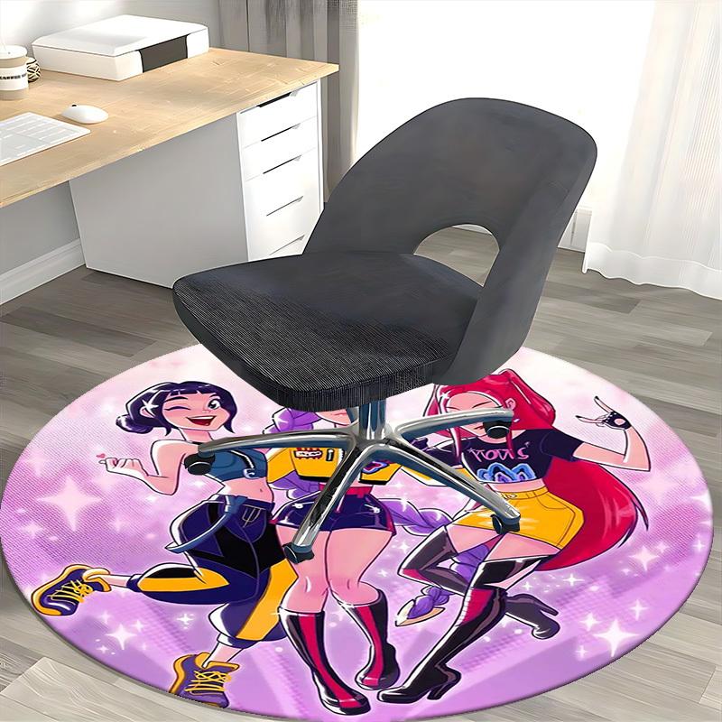 1pc Anime Design Round Carpet for Office Chair Mat, Non-Slip Rug Suitable for Home Decor, Living Room, Bedroom, Game Room - Festival Gift, Universal f