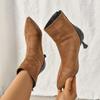 2024 Большие размеры Женская обувь Современные женские ботинки Ботильоны для улицы Женские пошивочные туфли с острым носком на тонком каблуке с застежкой-молнией сзади Женские