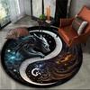 3D printed animal tiger dragon lion tree of life circular carpet computer chair floor mat