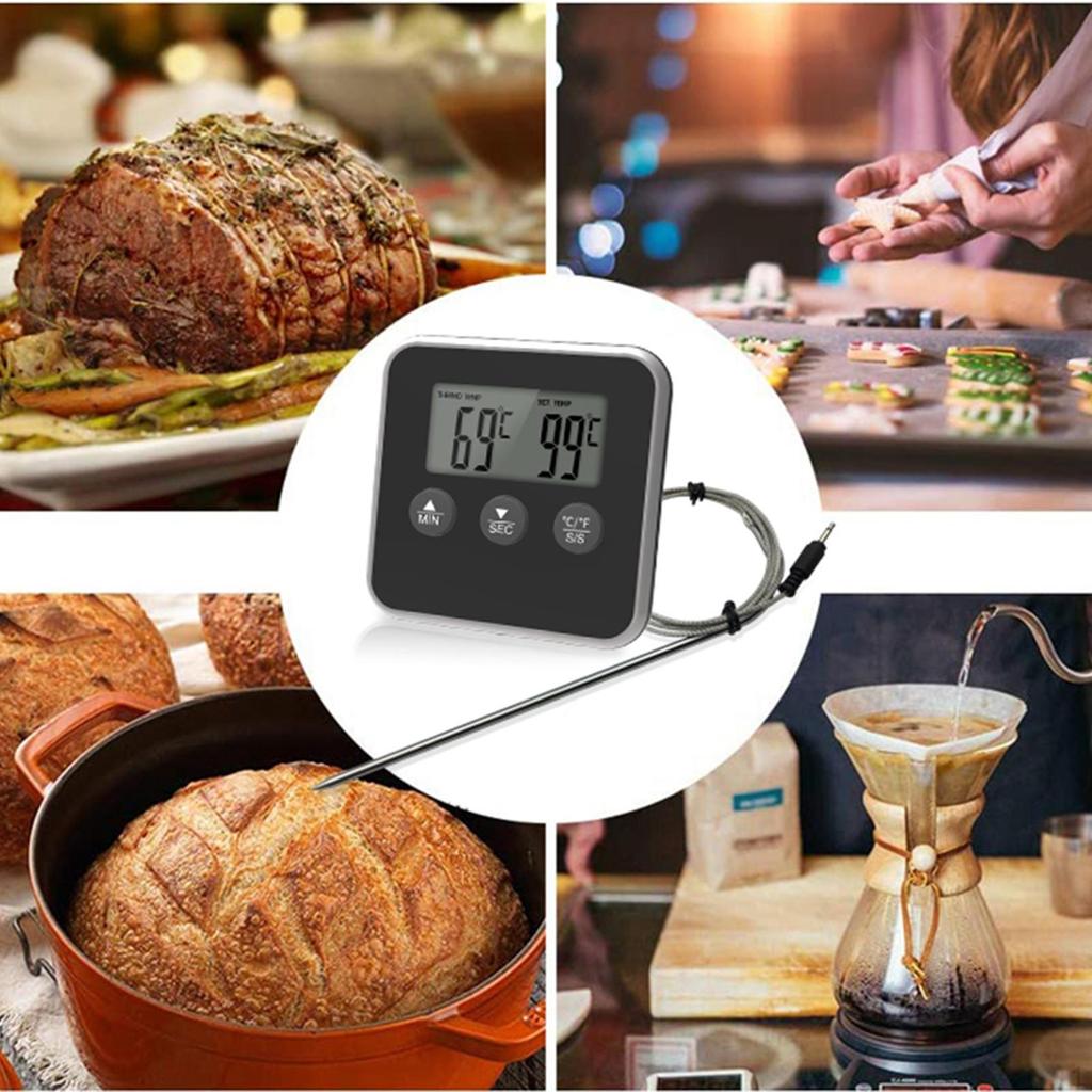 Digital Instant Read Meat Long Probe Backlight for barbecue Turkey Chicken Espresso Cappuccino