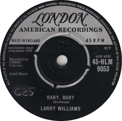 7-дюймовая пластинка ЛАРРИ УИЛЬЯМС - Малышка, малышка 45HLM9053 London Records, 1959 Великобритания Рок Б/У