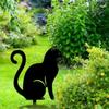 Hot Iron Art Black Ground Inserted Pile Outdoor Lawn Decoration Garden Ornaments Cat Metal Statues