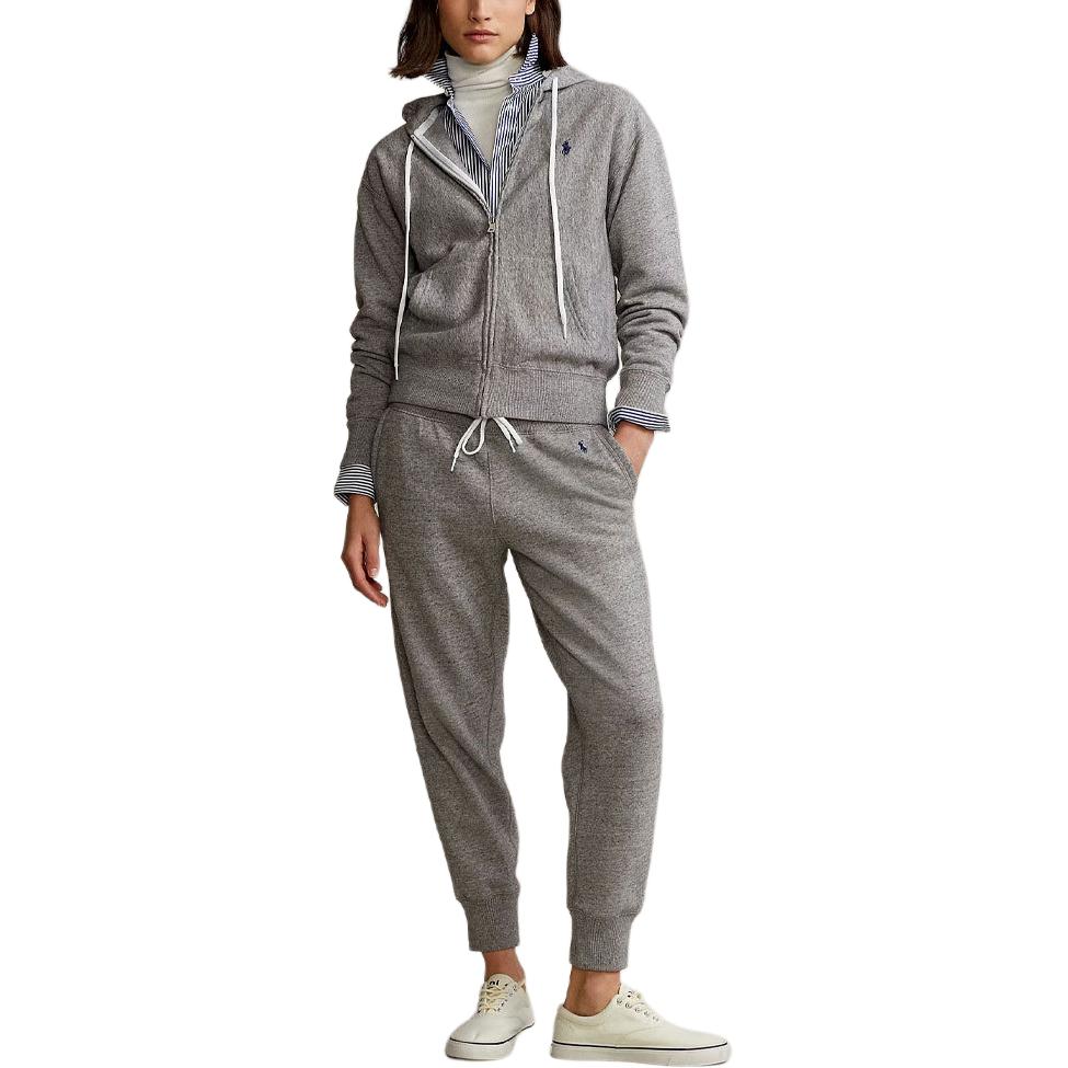 Толстовка с капюшоном на молнии Polo Ralph Lauren с вышивкой логотипа, свободного кроя, с длинными рукавами, женская, серая, WMPOKNINFB20705-020