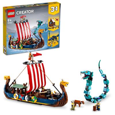 LEGO Creator Пиратский корабль и змей Мидгарда 31132 Игрушечный блок Настоящее Пират Пират Мальчики Девочки 9 лет и старше