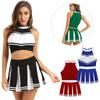 2 шт., костюм черлидинга для женщин и взрослых, униформа, укороченный топ без рукавов с мини-плиссированной юбкой