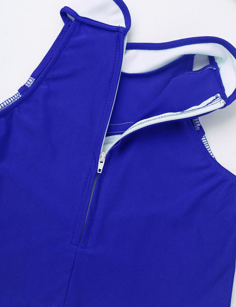 Детский костюм для девочек, форма, комплект одежды для чирлидинга, топ-майка без рукавов со стойкой и юбка