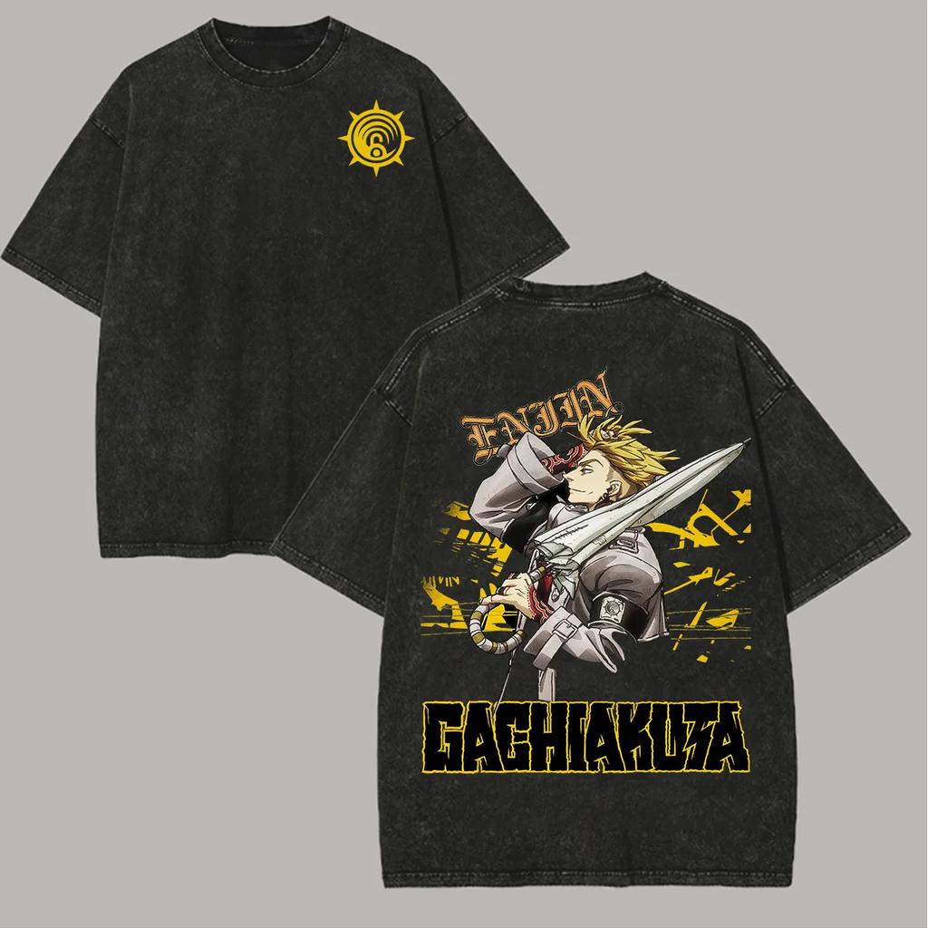 Gachiakuta Printed Unisex Washed Tshirt Overszied Y2k Men Women Anime Manga Gacahiakuta Cleaners Streetwear Female Male Clothes