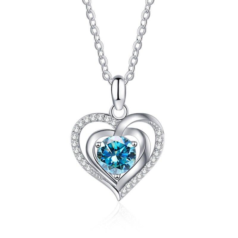 Bague Ringen Серебряное ожерелье из стерлингового серебра 925 пробы с сердцем океана, женская цепочка на ключицы, простой легкий роскошный дизайн, кулон с двойным сердцем