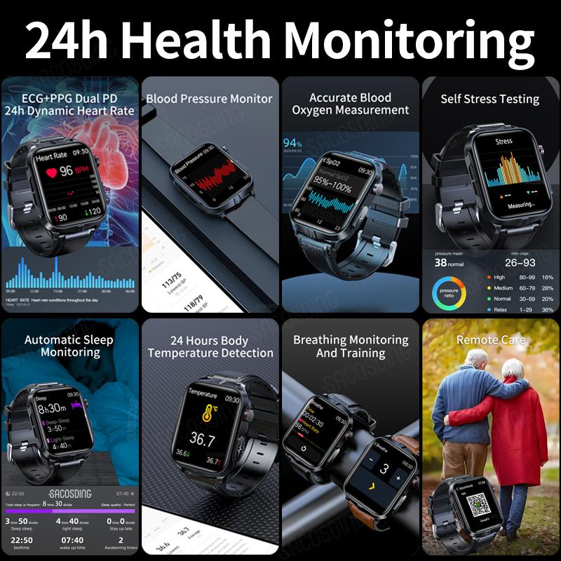SACOSDING Hygieia-001s Pro-A Электротерапия Смарт-часы Кислород в крови Браслет Здоровье Смарт-часы Артериальное давление Температура тела Смарт-часы Мужчины