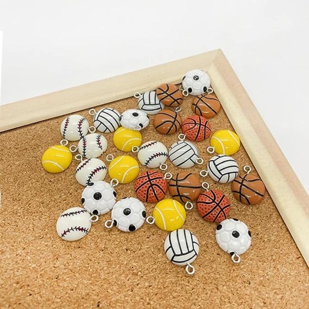 40 Pcs 40 Pcs Round Football Charm Resin Volleyball Charm Bracelet Basketball Charm  Women