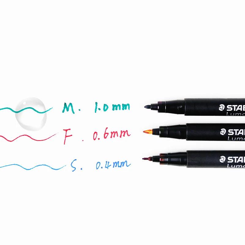Маркеры Staedtler Lumocolor 313/317/318 Перманентные S/M/F Наконечник-кисть Водостойкие Черные Синие Зеленые Красные Чернила для CD Граффити Металла Стекла