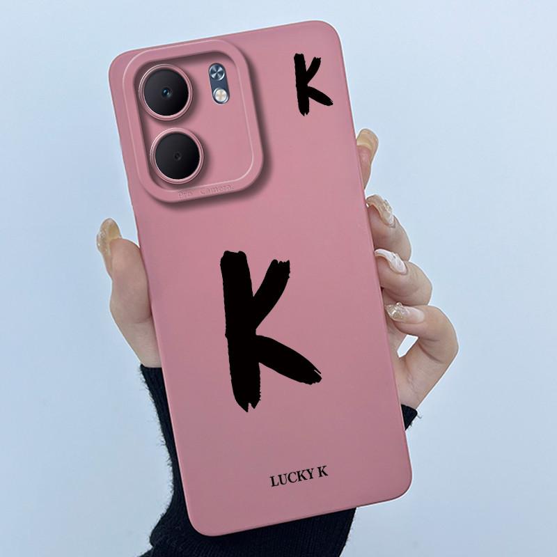 For OPPO A5x CPH2725 Cover Case Lucky Initial Letter Couple Silicone Soft Matte Phone Bumper for Oppo A5x 4G 5G 2025 Casing