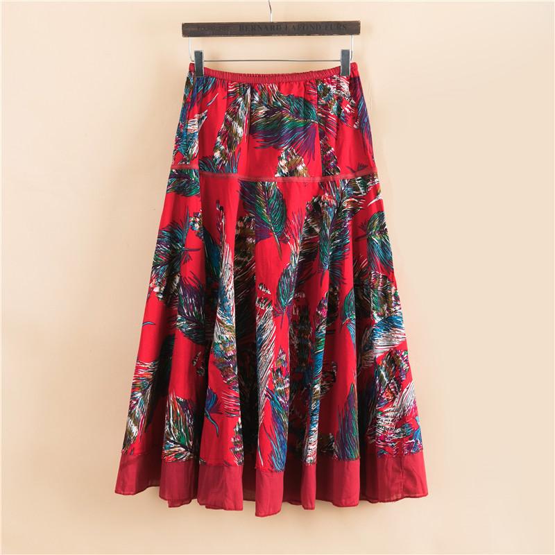 Spring Summer Fashion Women's Cotton Linen High Waist Slim Half Length Temperament Check Print Swing Skirt Plus Size