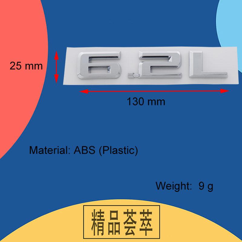 3D Premium 6.2L 6.2 L Letters for US American SUV Off Road Car Engine Hood Fender Trunk Tail Rear Decal Emblem Badge Sticker