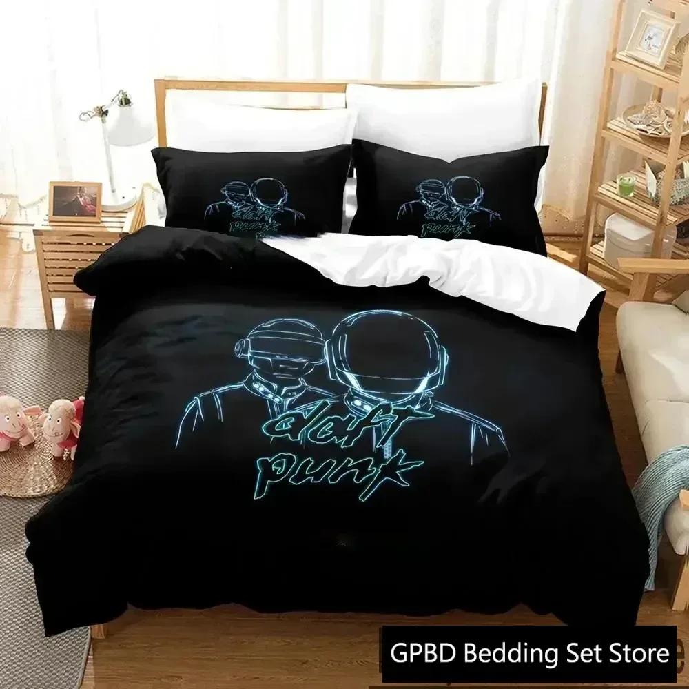 Luxury New 3D Print Daft Punk Bedding Set Duvet Cover Bed Set Quilt Cover Pillowcase King Queen Size Boys Adult Bedding Set