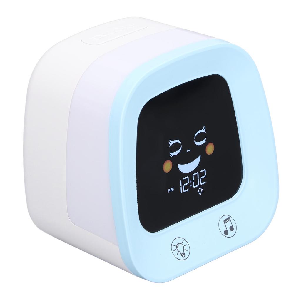 Детский мультяшный будильник с нежной музыкой, ночник, успокаивающий настроение, цифровые часы для обучения сну, синий