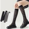 Calf Socks Women's Summer Thin Black Stockings JK Socks Long Tube Stockings Diamond-Shaped British Style Half-Length Tube Socks