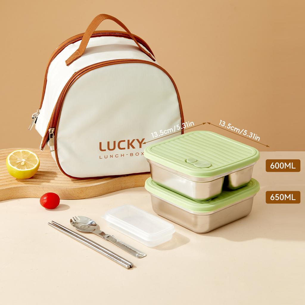 304 Stainless Steel Bento Box With Lid Portable Sealed Divided Lunch Box For Kids Student School Fruit Salad Lunch Container