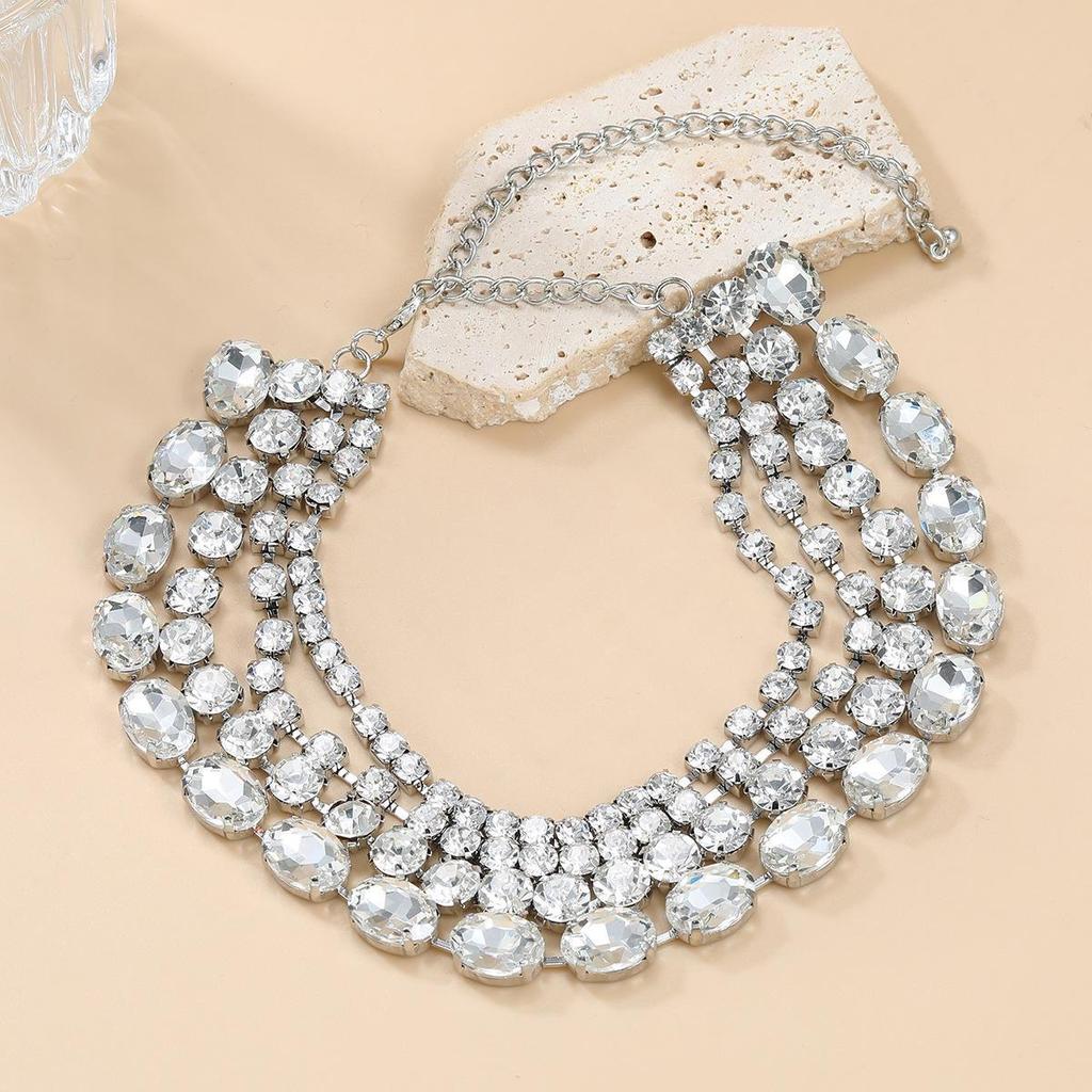 Европейское и американское многослойное овальное ожерелье из бриллиантов: Изысканные свадебные и банкетные украшения для женщин