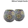 Tealight Candle Holders for Home Decor, Mosaic Glass, Flowers Diwali Decoration Items Pack of 2 Latest