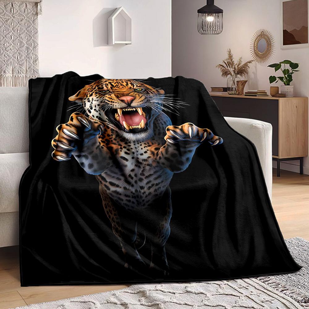 1PC Leopard Print Blanket, Throw For Sofa, Bed, Travel, Camping, Livingroom, And Bed, Printing Blanket With Soft And Warm Fabric yy250918147
