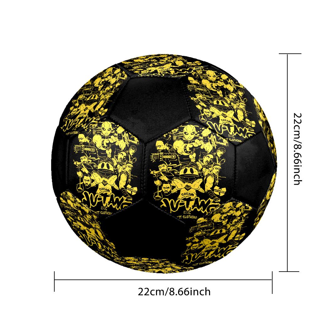 WU TANG Indoor Soccer Ball Colorful Machine Stitched PVC Size 5 Team Training Competition Ready Durable High-Bounce Cool Sports Gift