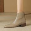 Concise Basic Women Ankle Boots Pointed Toe Mature Shoes Woman Back Zipper 2024 Autumn Winter New Genuine Leather Office Lady