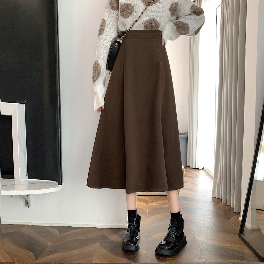 Женская корейская шерстяная юбка А-силуэта с высокой талией, тренд сезона осень/зима 2025 года