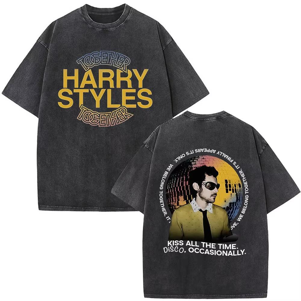 Kiss All The Time Disco Occasionally Album Vintage Washed Tshirts Men Women Clothing Fashion Hip Hop Short Sleeves T Shirt