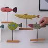 Fish Pattern Colorfast Home Decoration Fishes Sculpture Wooden Fish Statue Table Decor Ornament