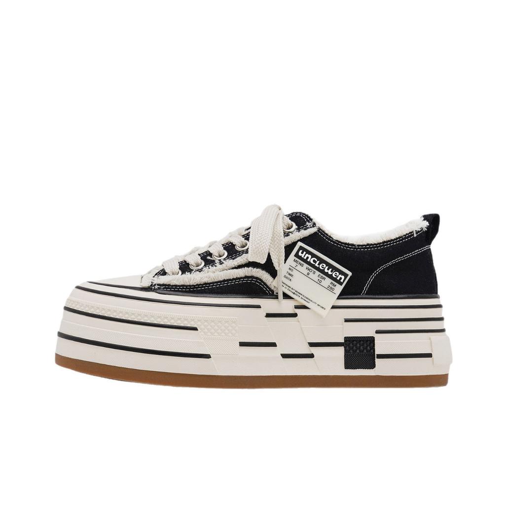 Калифорнийский колледж повседневный стиль грубой кромки нищенские туфли женские 2025 новые парусиновые туфли на толстой подошве с завышенной круглой головкой на шнуровке