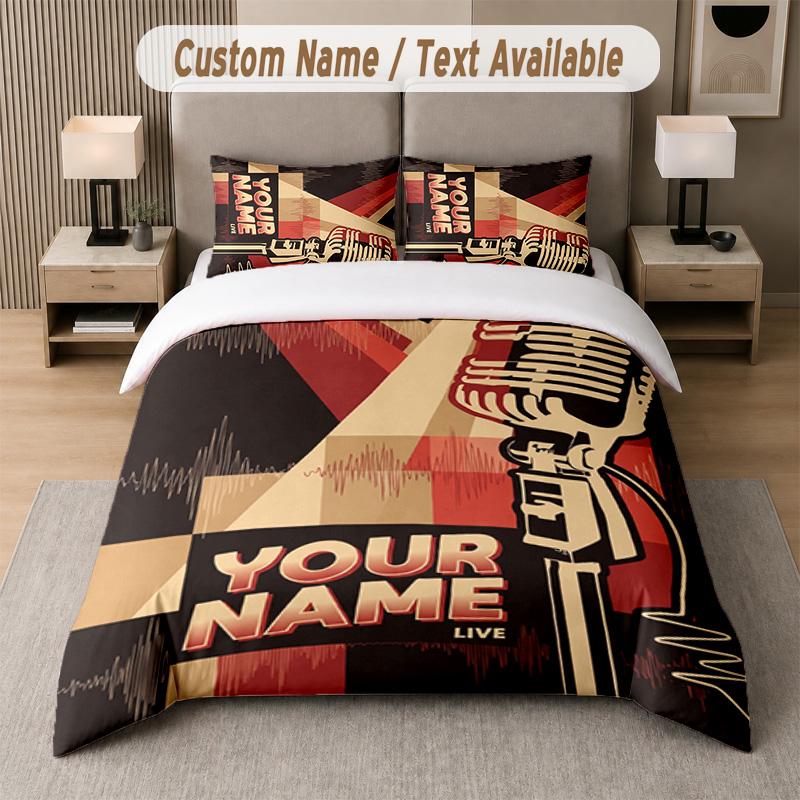 Arctic Monkeys 3Pcs Bedding Set, Personalized Custom Name Text, 1 Duvet Cover & 2 Pillowcases For Bedroom