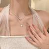 Summer Pearl Double Layer Heart Necklace - Women's Luxurious Layered Clavicle Chain Choker