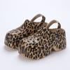 Leopard Thick Bottom Clogs for Women Closed Toe Chunky Platform Sandals Woman Summer 2023 Super High Wedge Heel Slippers Female